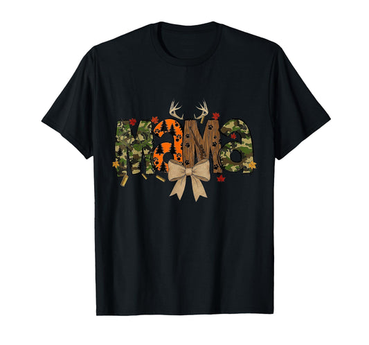 Camo Bow Coquette Mama Mom Deer Season Hunting Hunter Hunt T-Shirt