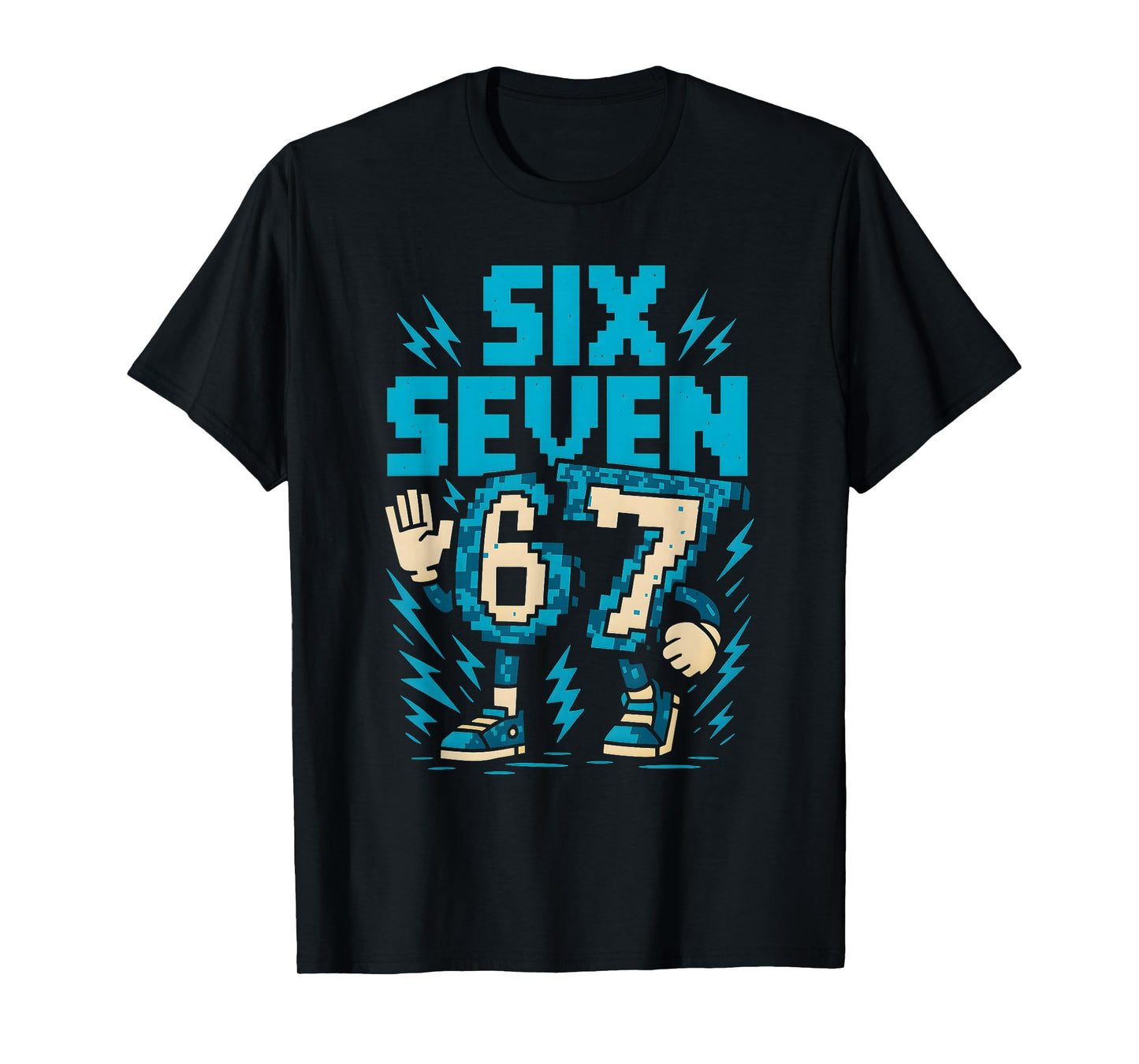 Six Seven 67 Pixel Gamer Apparel Retro Block Style Apparel T-Shirt