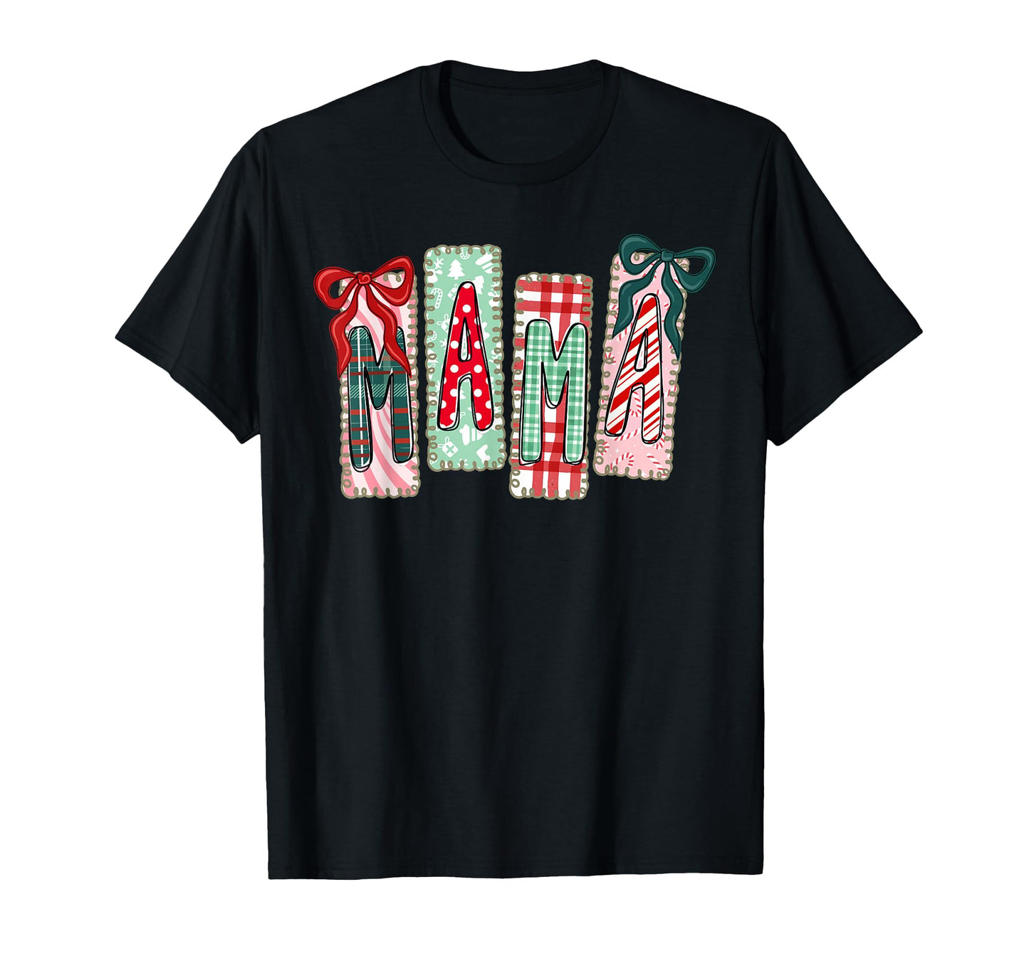 Mama Coquette Bow Xmas Pajamas Holiday Merry Christmas Mom T-Shirt
