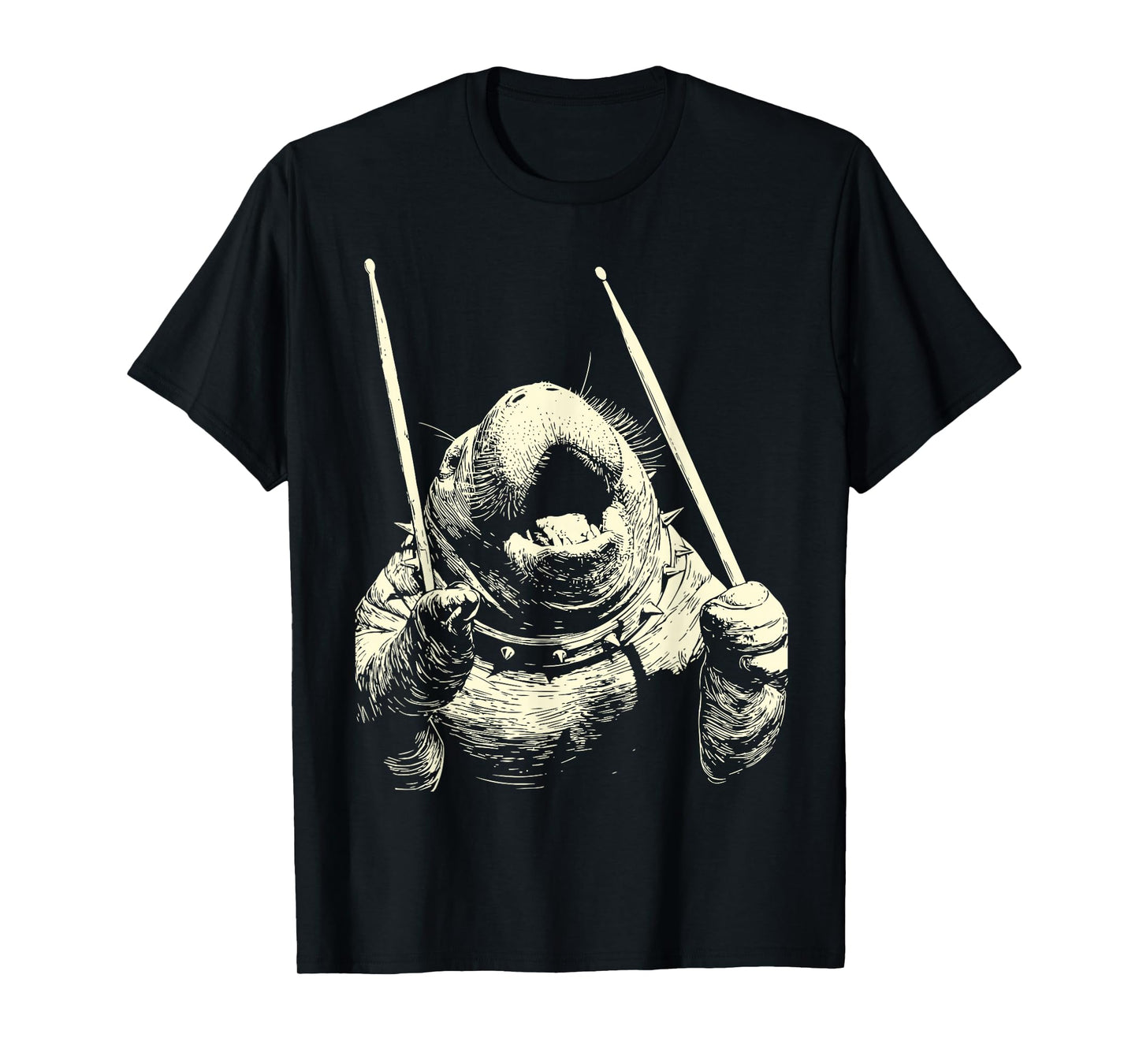 Manatee Playing Drums Funny Musician Animal Drummer Punk T-Shirt