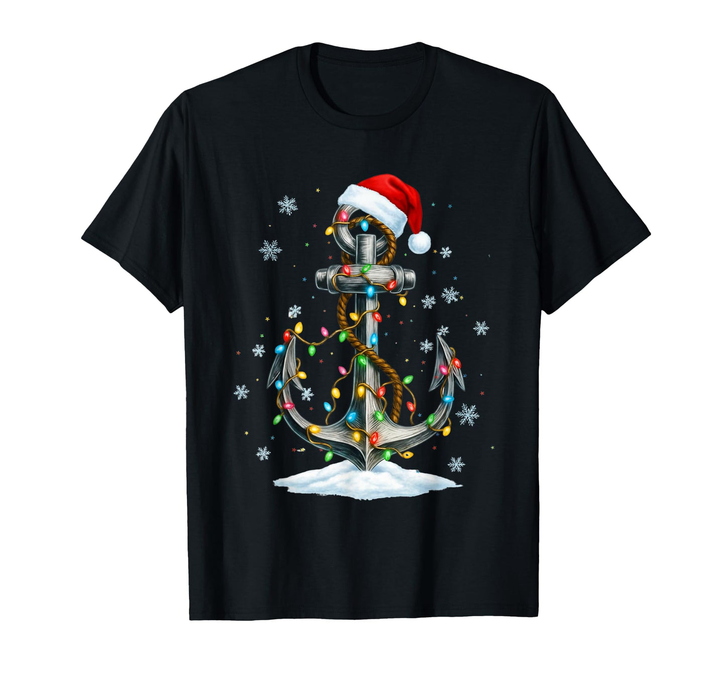 Nautical Anchor Christmas Lights Boating Sailor T-Shirt