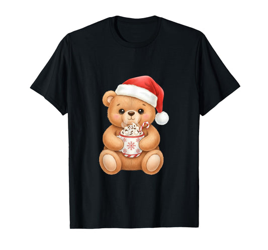 Cute Christmas Teddy Bear with Santa Hat T-Shirt