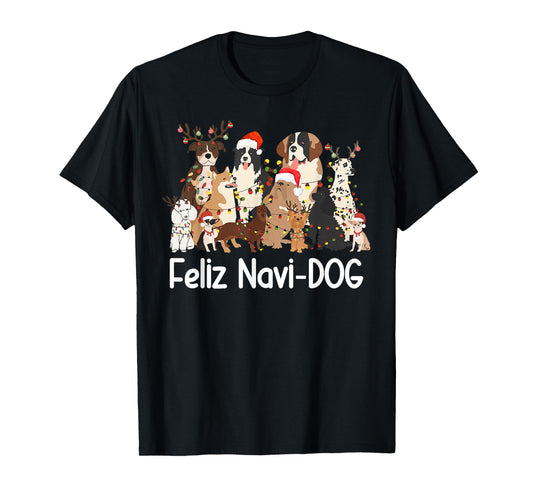 Veterinarian Feliz Navi-Dog Christmas Lights Vet Tech Xmas T-Shirt
