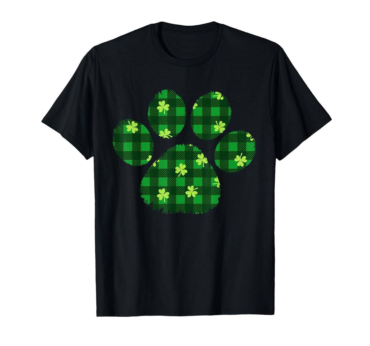 Paw Print Dog Owner Lover Green Plaid Patricks Day Shamrock T-Shirt