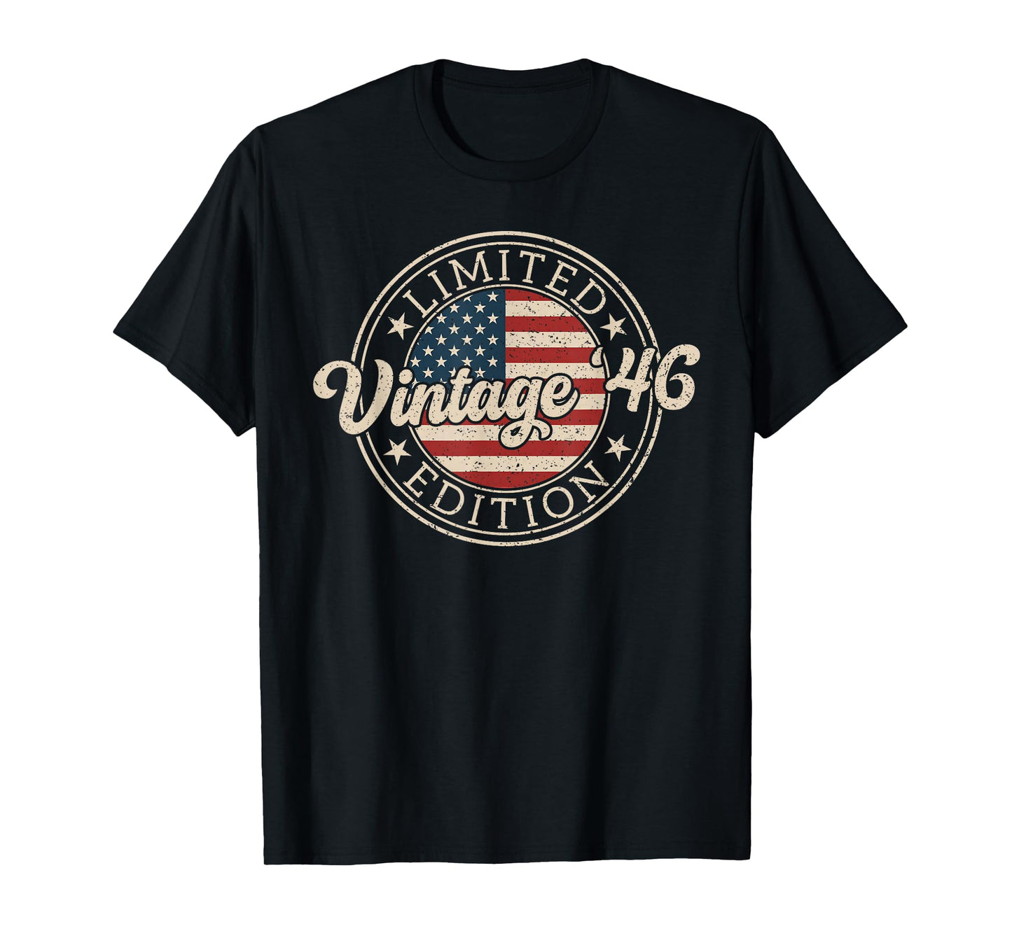 Vintage 1946 Limited Edition USA Flag Funny 80th Birthday T-Shirt