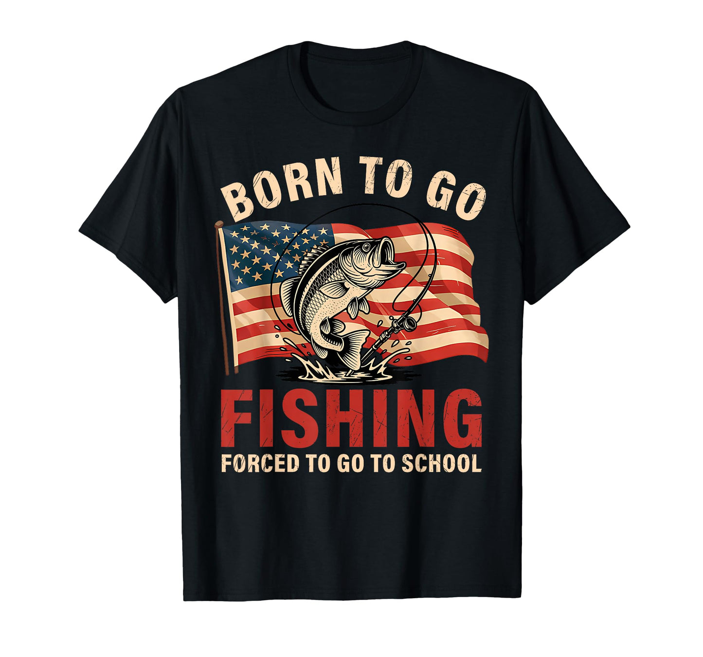 Born to Go Fishing Bass Fish Fisherman Boy Kid Funny Saying T-Shirt