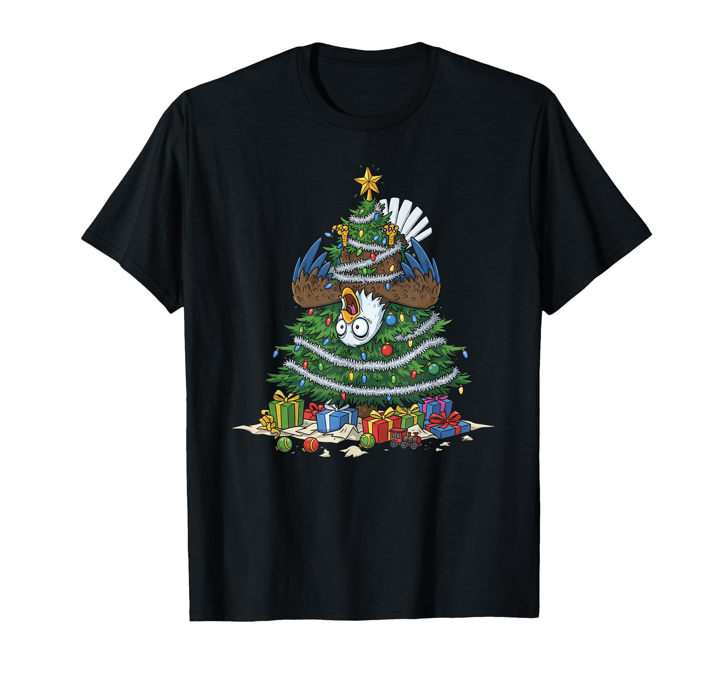 Funny Eagle Christmas Tree Lights Kids Mens Womens T-Shirt