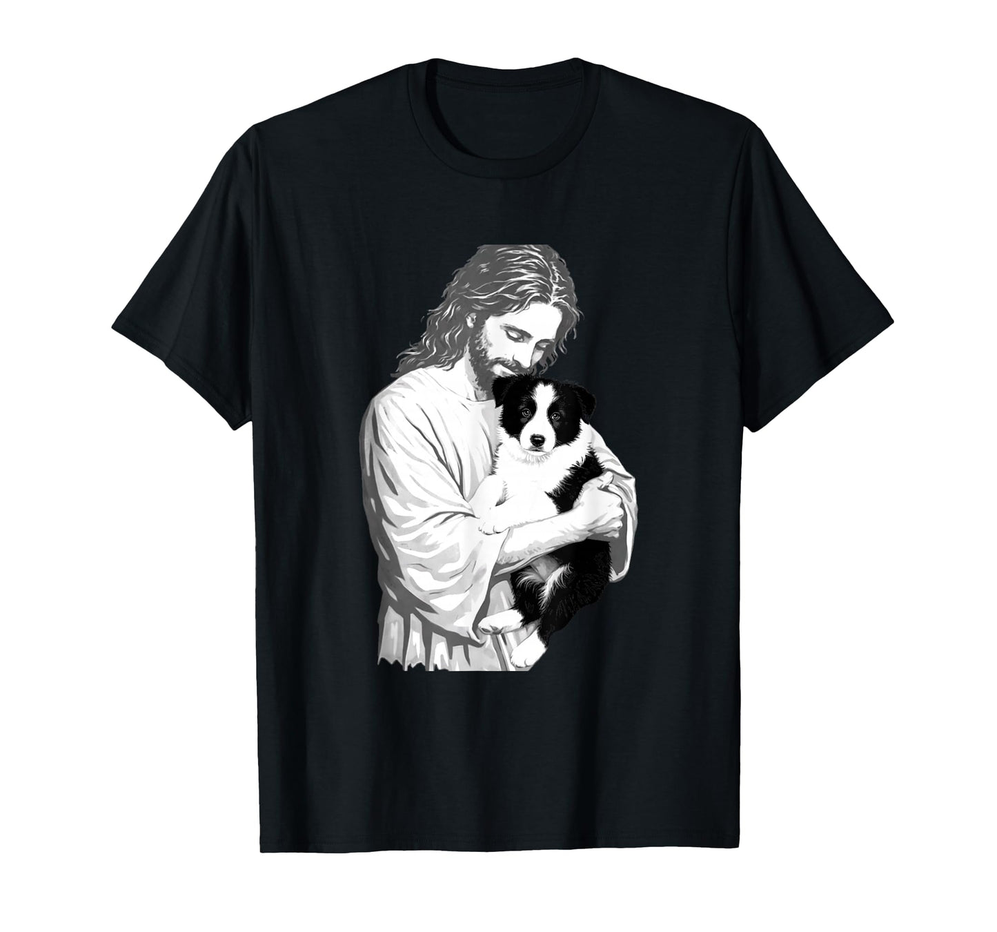 Funny Jesus Border Collie Dog Christian Faith Graphic T-Shirt