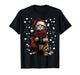 Christmas Tabby Cat with Santa Hat Coffee Lover Funny Kitten T-Shirt