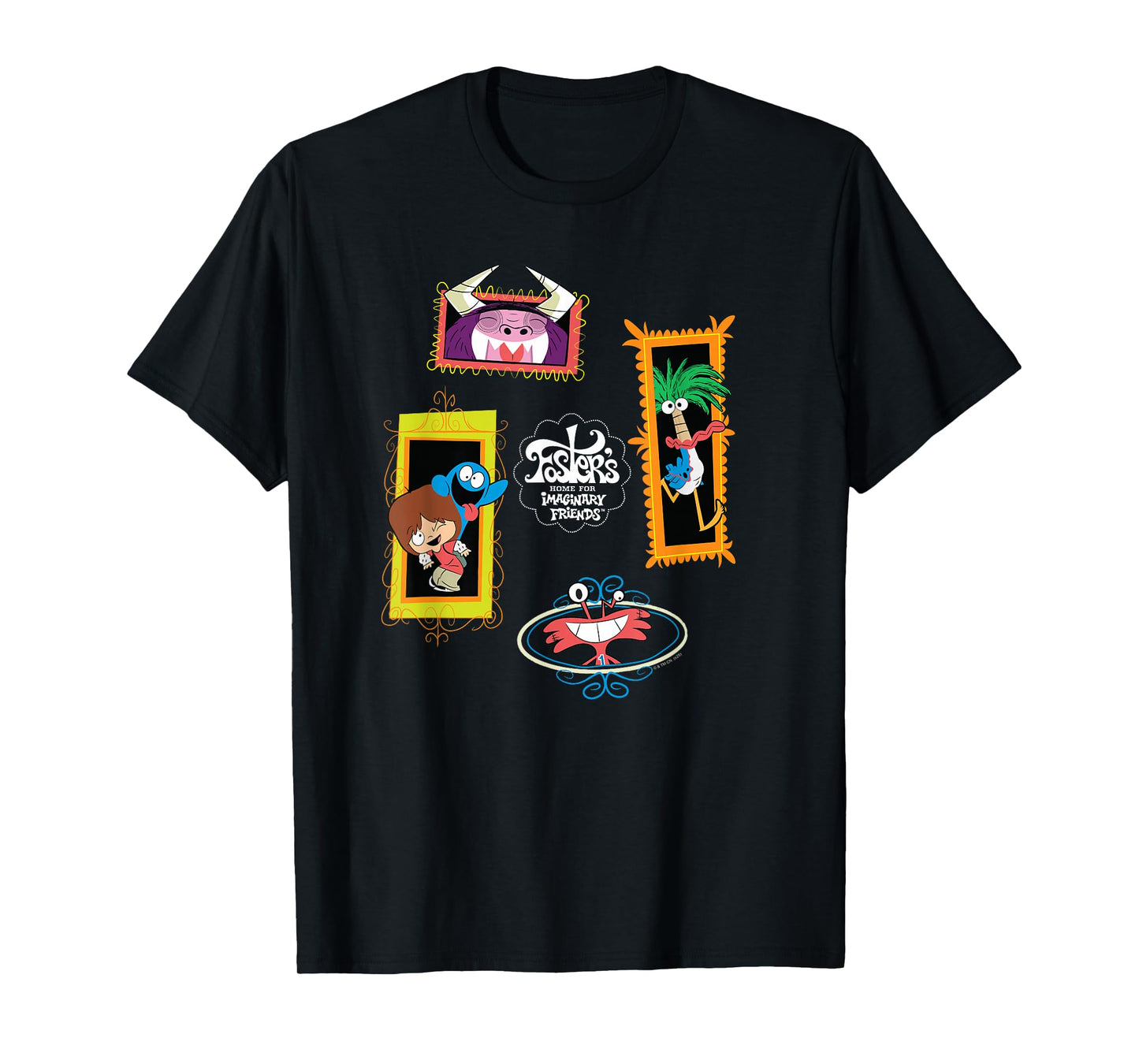 Fancy Framed Character Collage Funny Cartoon T-Shirt