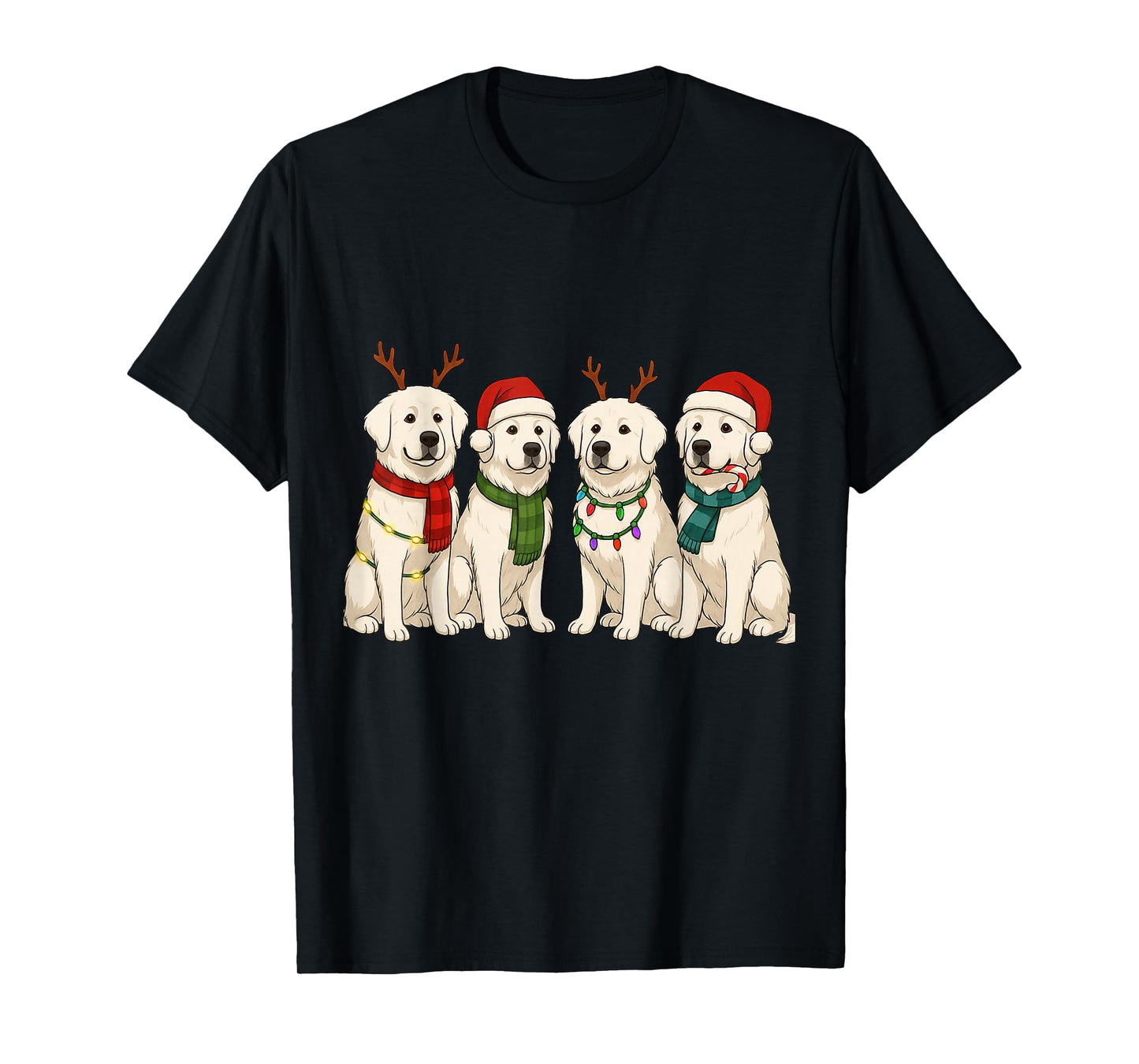 Great Pyrenees Santa Hat Tee Dog Merry Christmas T-Shirt