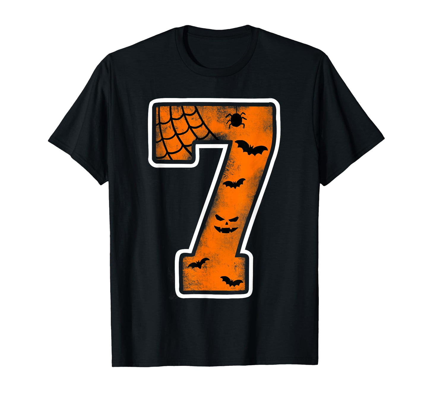 Number 7 7th Birthday Boy Seven Halloween Happy Birthday T-Shirt