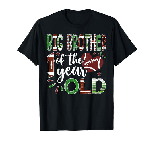 Big Brother of The 1 Year Old Football First Birthday Boy T-Shirt