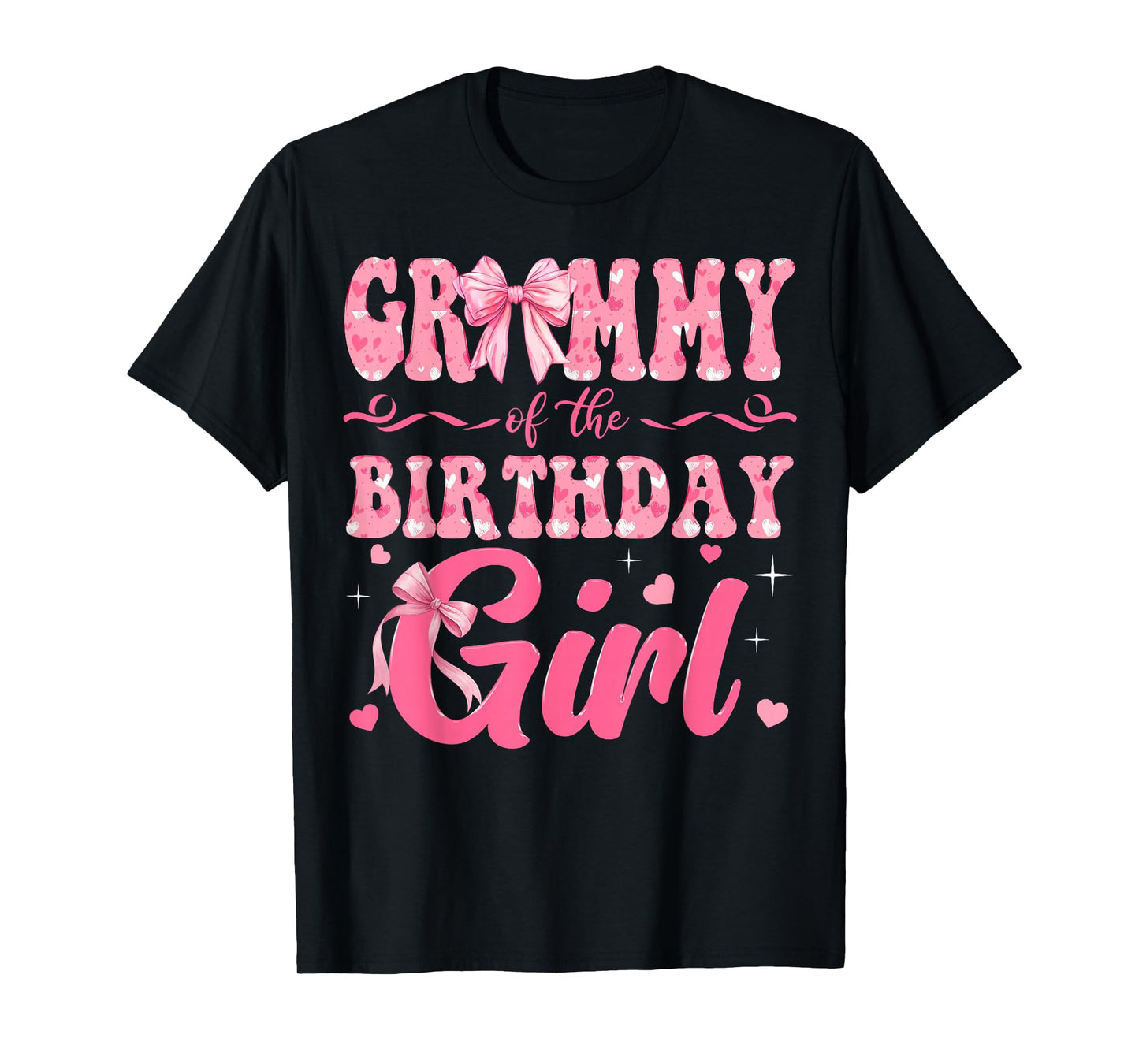 Grammy of The Birthday Girl Family Pink Coquette Bow T-Shirt