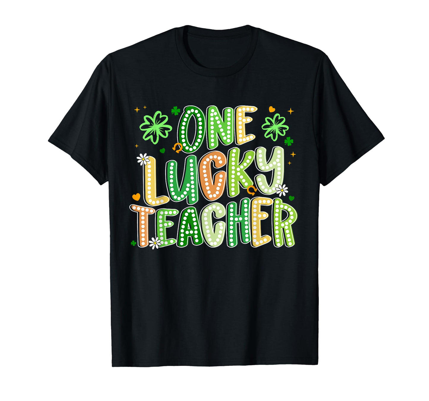 St Patricks Day One Lucky Teacher Groovy Retro Men Women T-Shirt