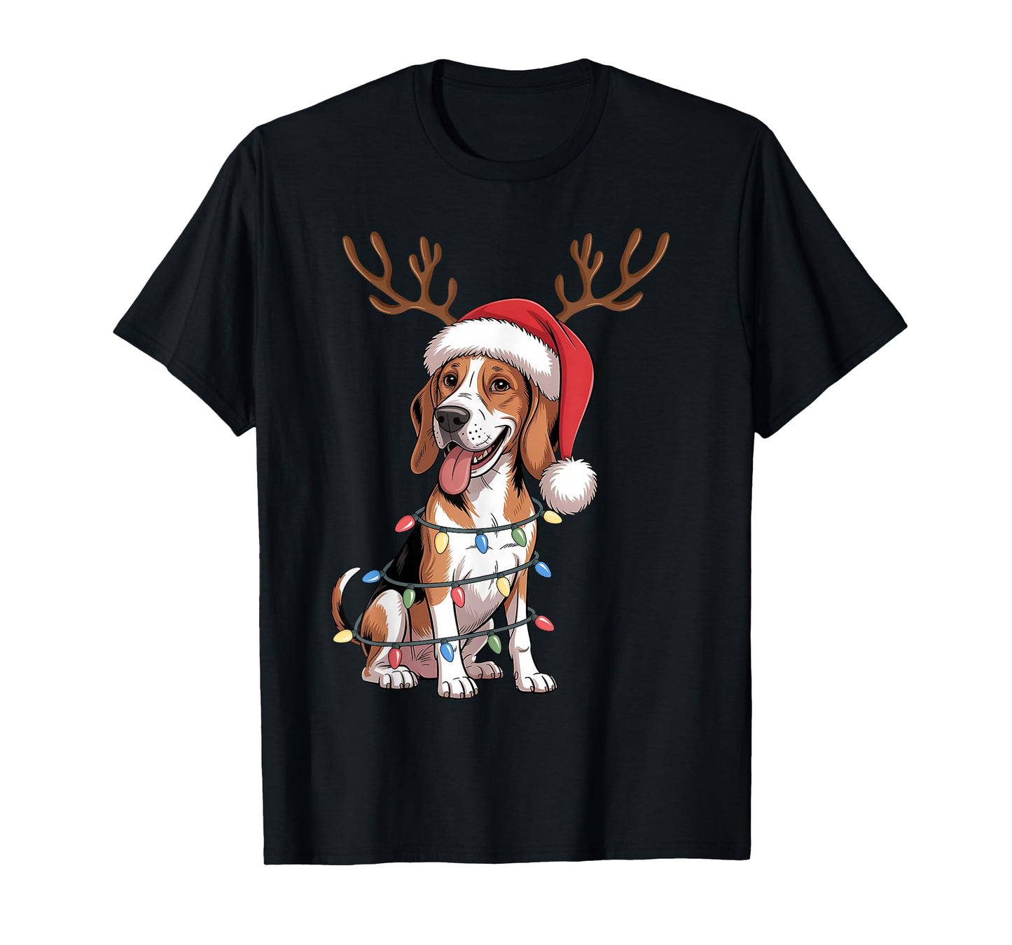 Treeing Walker Coonhound Dog Christmas Lights Santa Xmas Dog T-Shirt