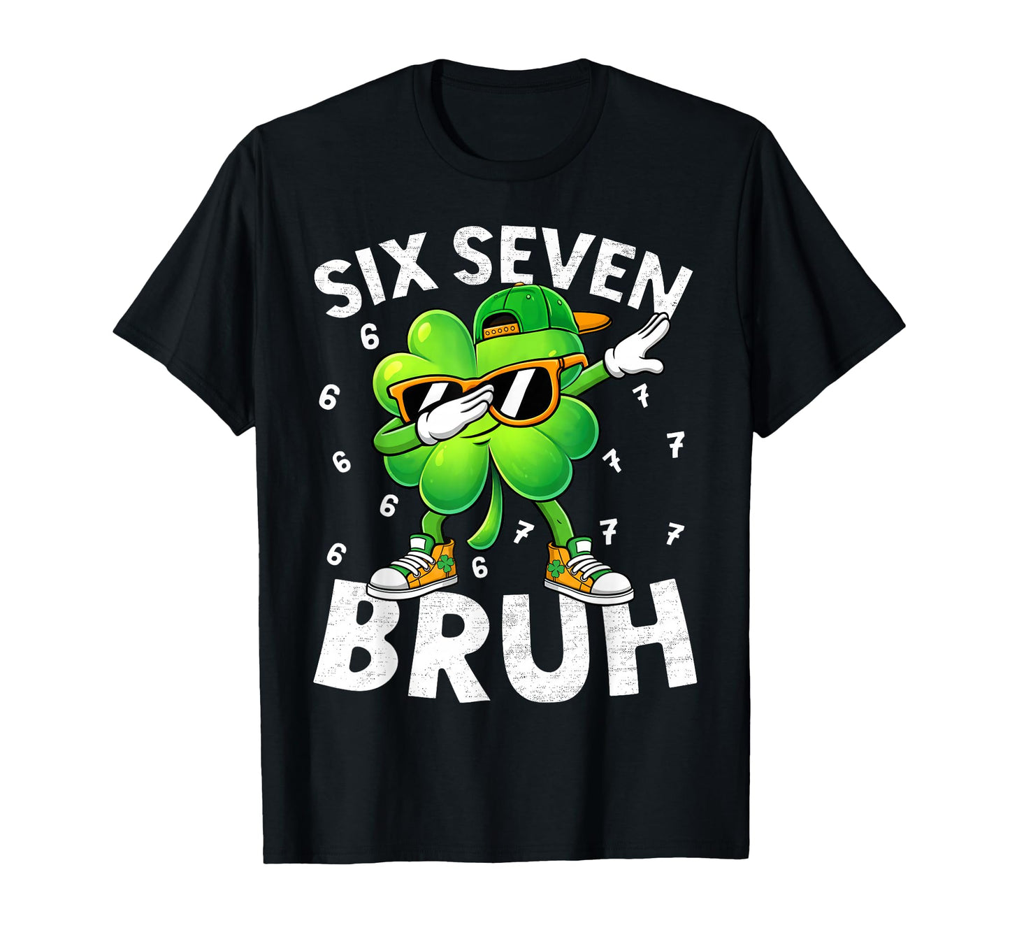 Funny Six Seven Bruh St Patricks Day Dabbing Shamrock Kids T-Shirt