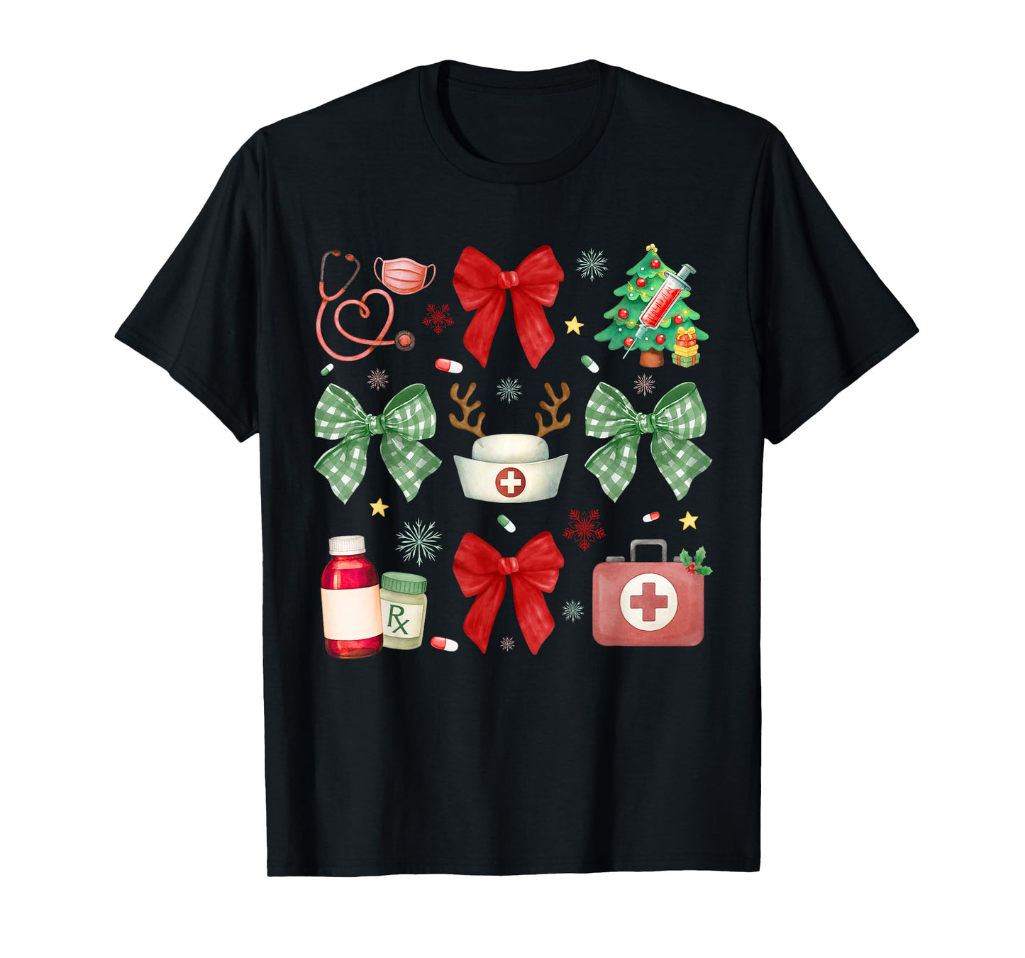 Nurse Christmas Coquette Bow Xmas Nursing RN PCT CNA T-Shirt