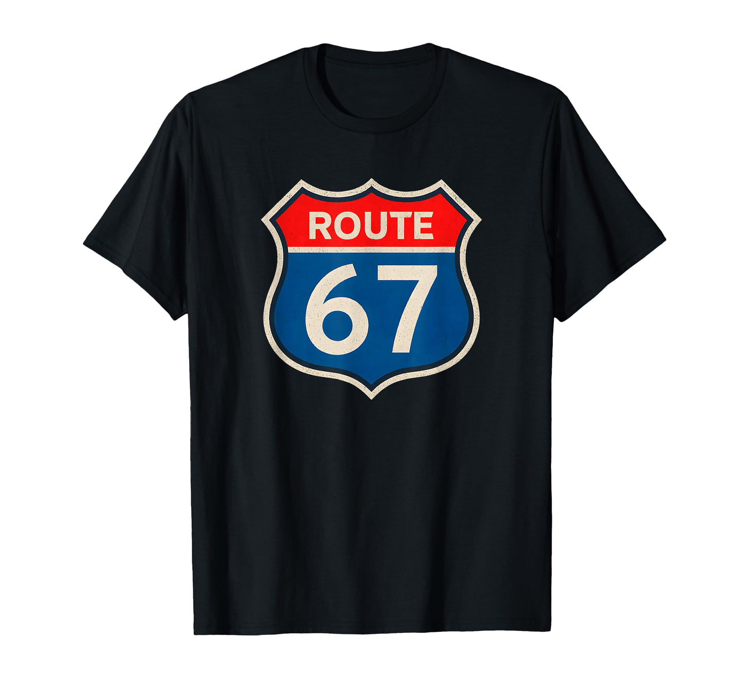 Retro Route 67 Meme Six Seven Aura Energy Number 67 Humor T-Shirt