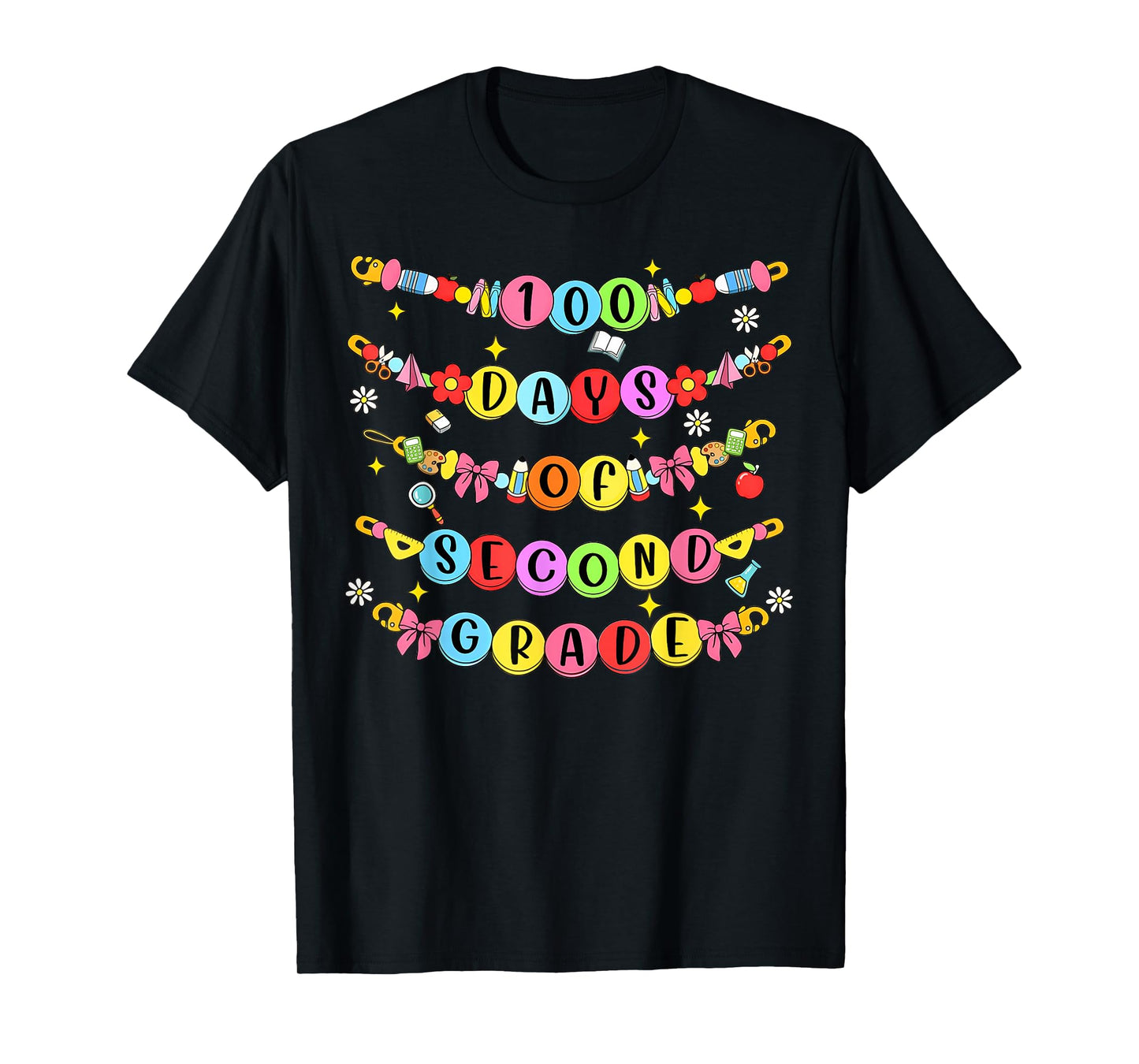 100 Days of Second Grade Teacher Kid Friendship Bracelet T-Shirt