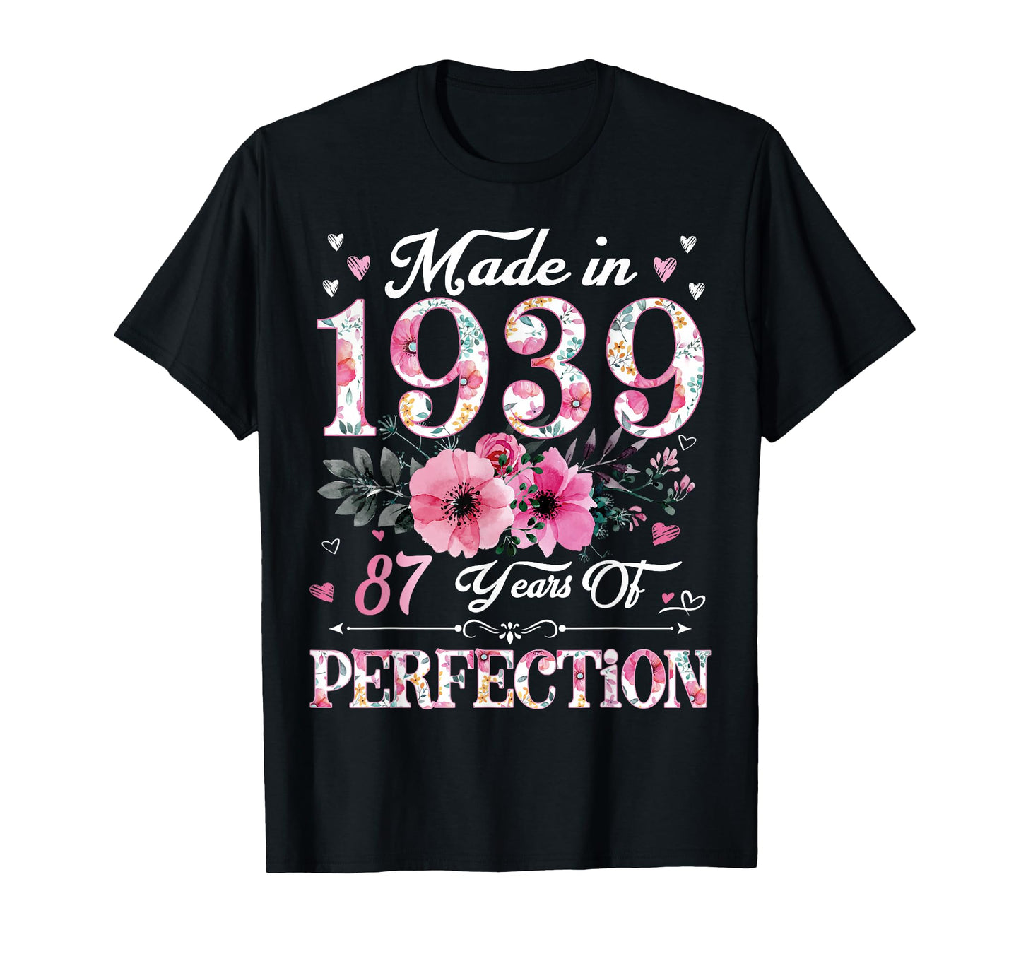 87 Year Old in 1939 Floral 87th Birthday Gifts for Women T-Shirt