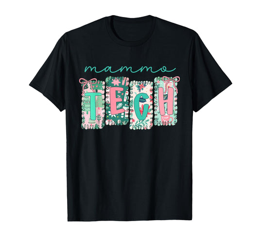 Stamp Bow Mammo Tech Christmas Mammography Technologist T-Shirt