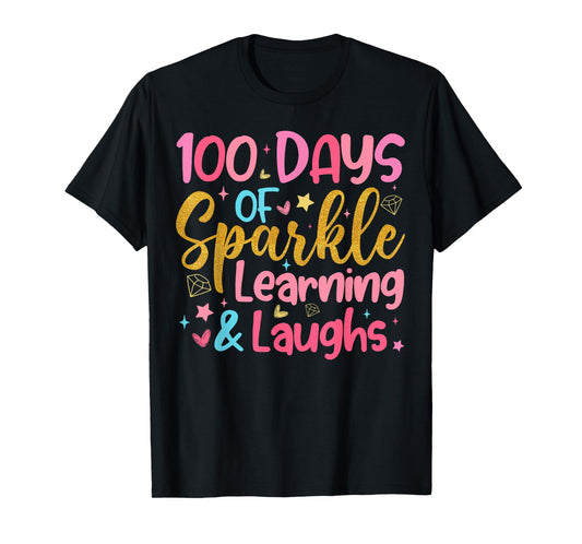 100 Days of Learning Laughs 100th Day of School Teacher Kids T-Shirt
