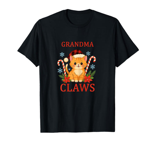 Grandma Claws Funny Christmas Cat Design for Cat Lovers T-Shirt