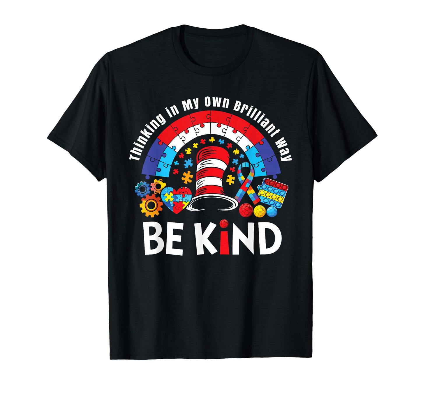 Autism Awareness Teacher Be Kind Why Fit in Doctor Cat Hat T-Shirt