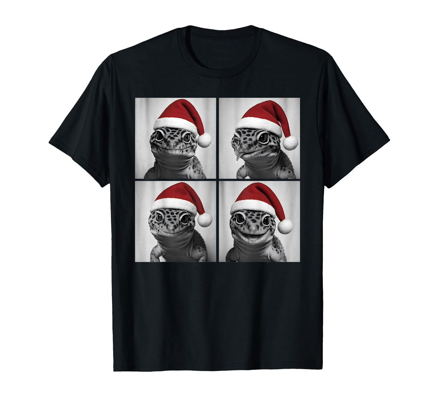 Funny Christmas Leopard Gecko Santa Photo Booth T-Shirt