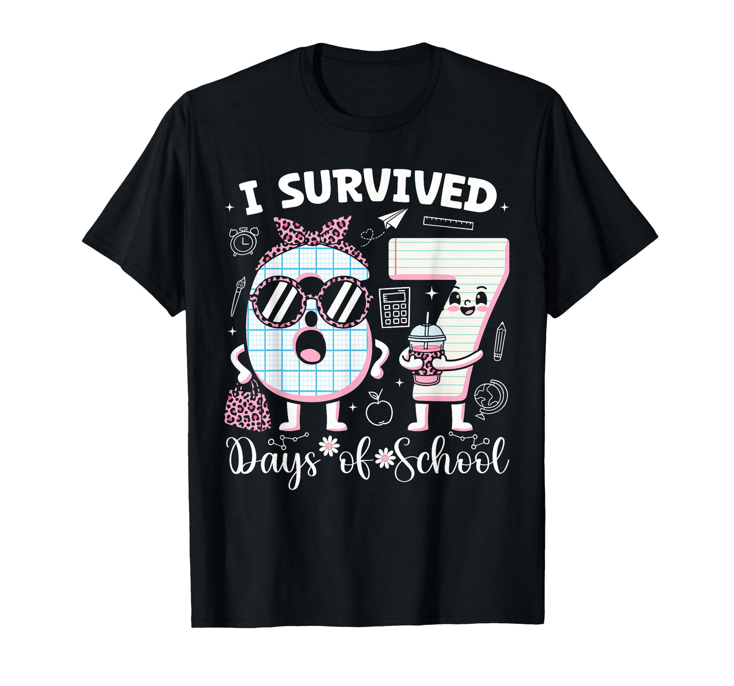 I Survived 67 Days of School Teacher Student Leopard Coffee T-Shirt