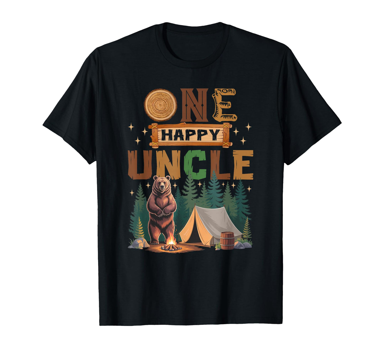 One Happy Uncle Camper 1St Birthday Camping Bear T-Shirt