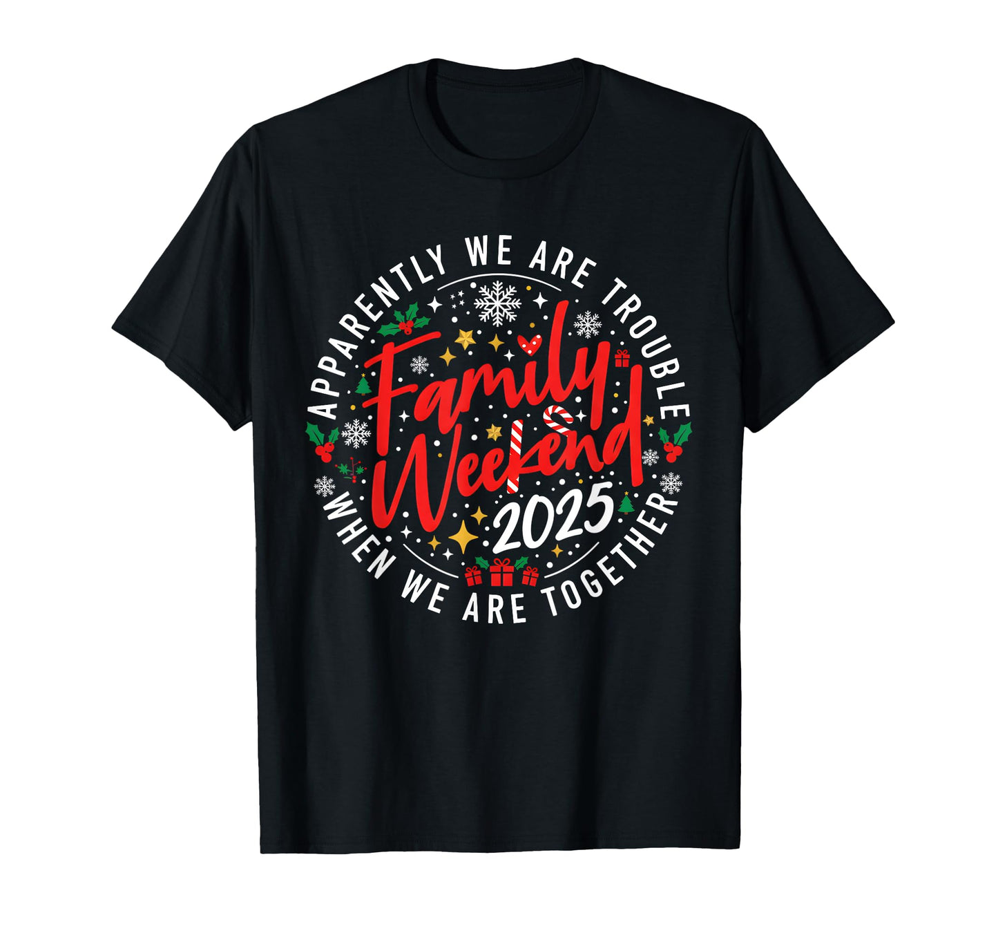 Retro Family Weekend 2025 Christmas We are Together Matching T-Shirt
