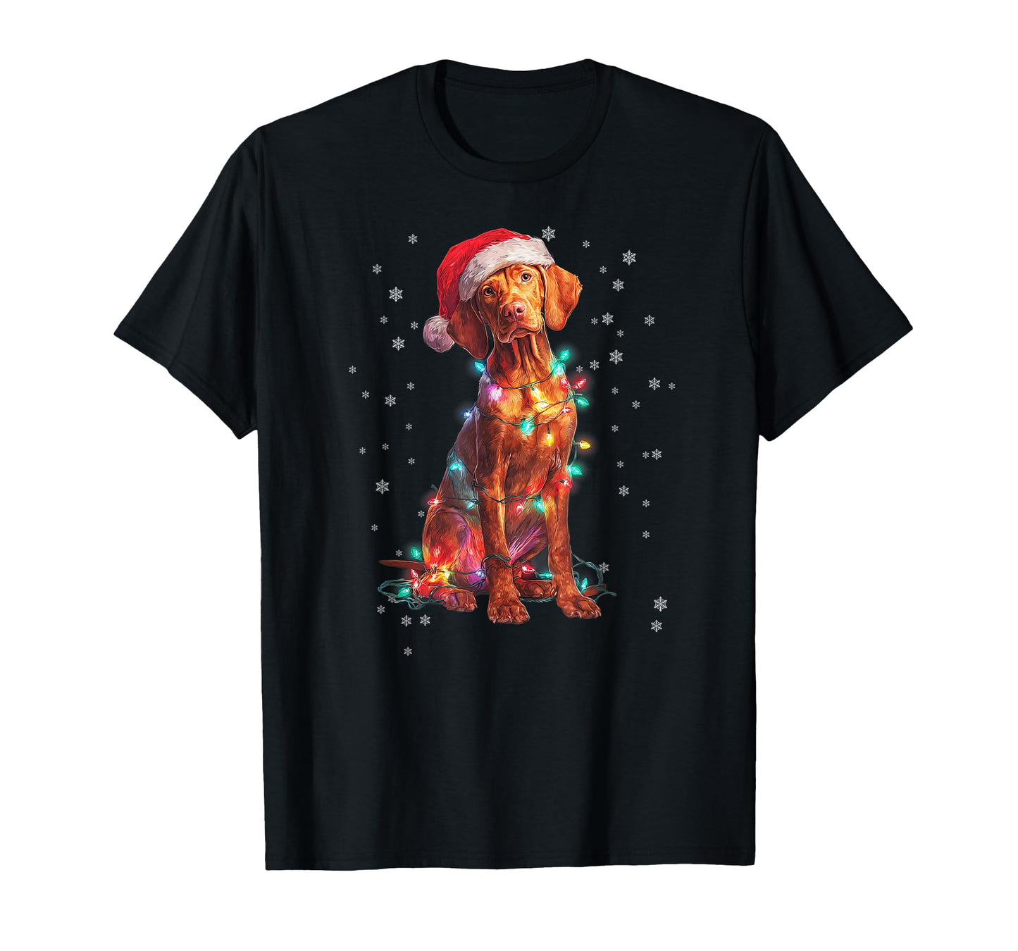 Christmas Dog Vizsla Santa Xmas Women Men Kids T-Shirt