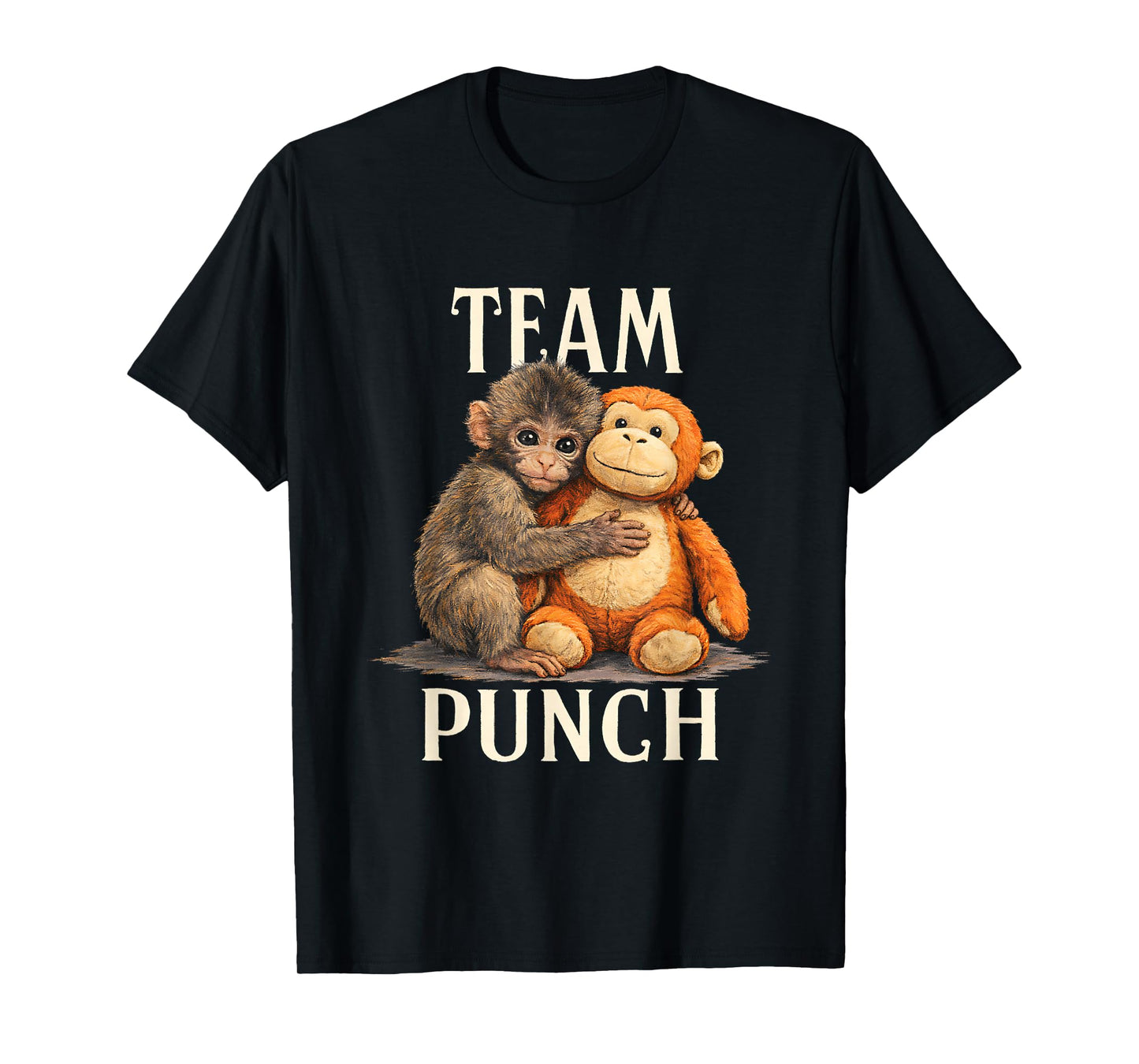 Team Punch Cute Monkey and Bear Design T-Shirt