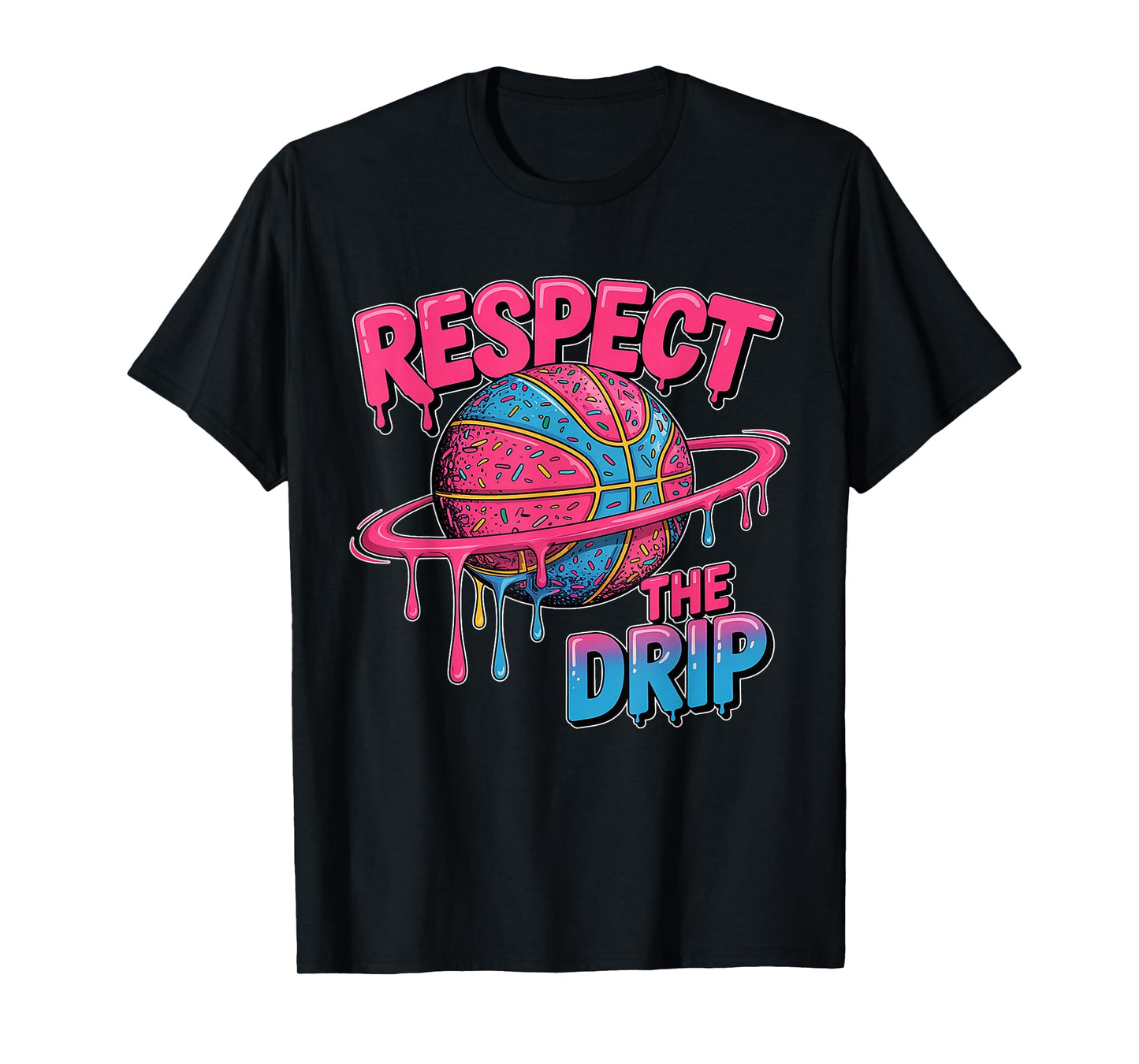 Respect The Drip T-Shirt - Basketball Ice Cream Drip T-Shirt
