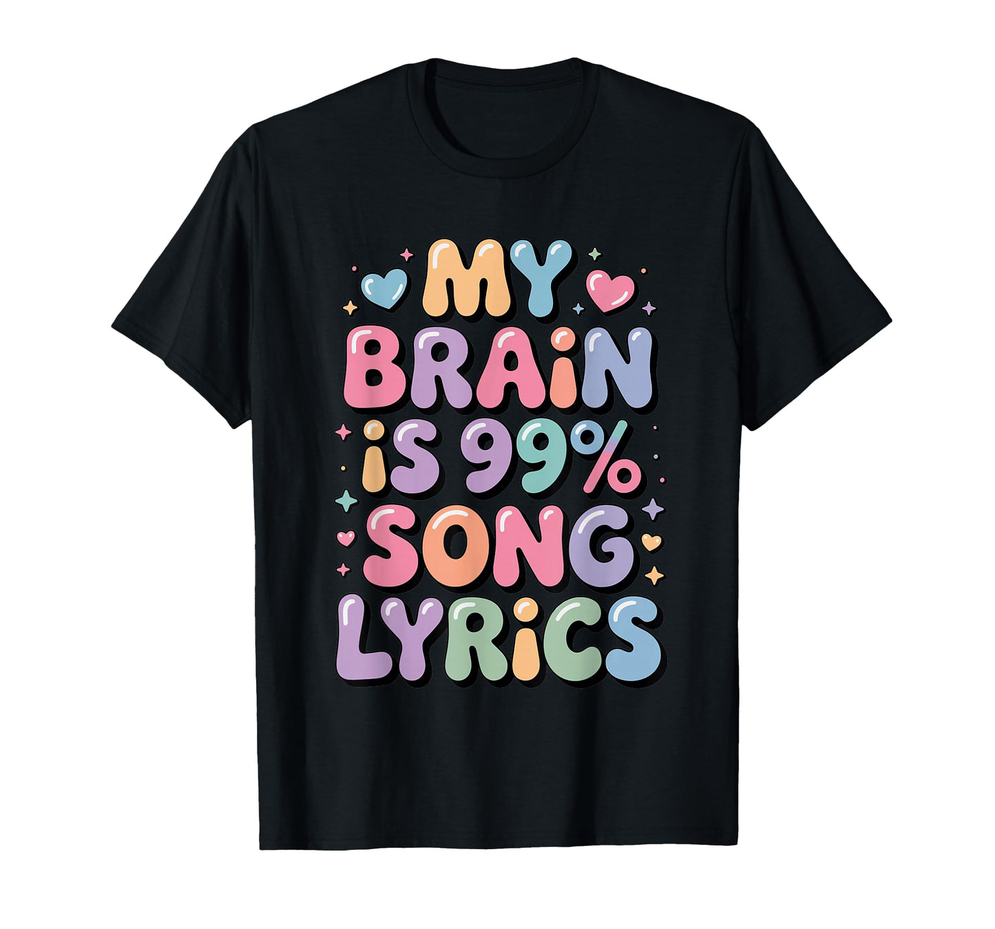 Funny Shirt My Brain is 99% Song Lyrics Pastel Korean Pop T-Shirt