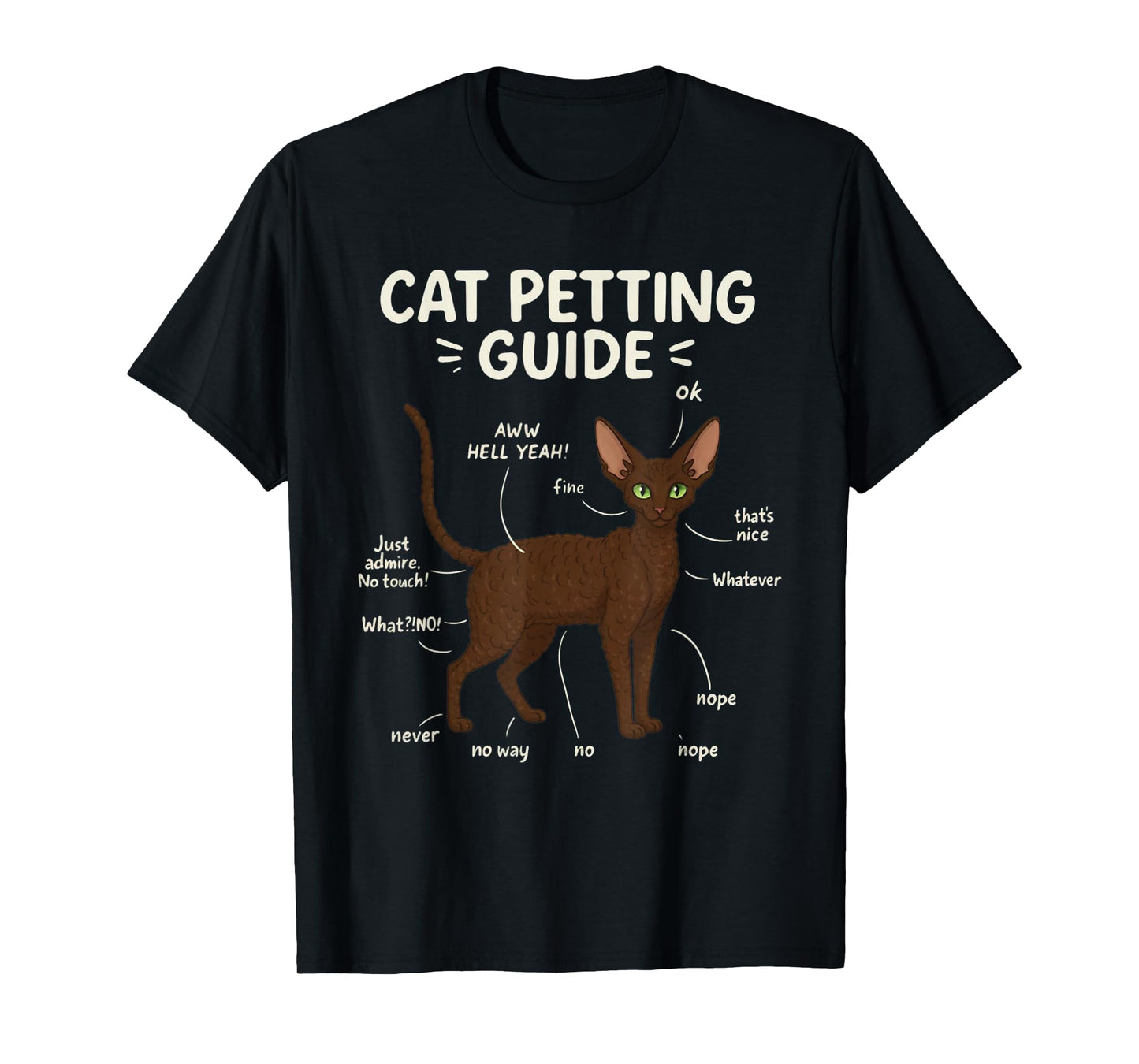 Devon Rex Cat Petting Guide Funny Cat Lover T-Shirt