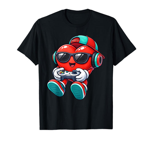 Video Game Heart Gamer Valentines Day for Teen Boys Girl Kid T-Shirt