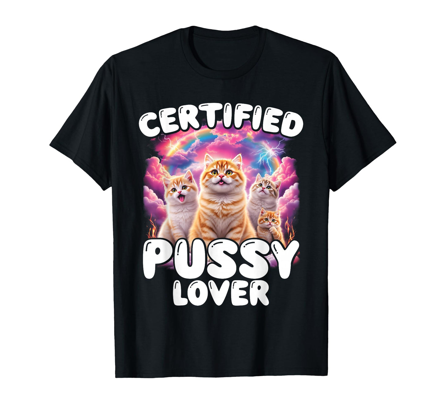 Funny Cat Meme Pussy Lover Inappropriate Embarrassing Cat T-Shirt