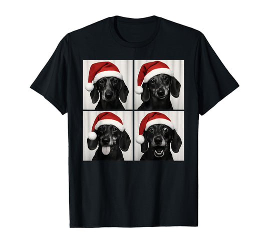 Funny Christmas Dachshund Santa Weiner Dog Lover Photo Booth T-Shirt