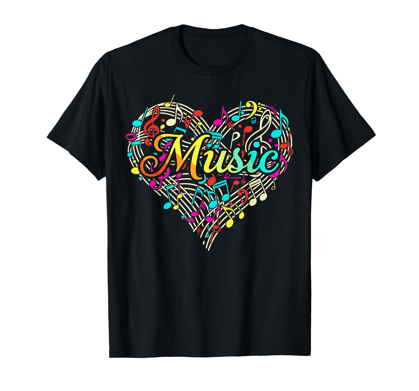 Colorful Music Heart Notes T-Shirt