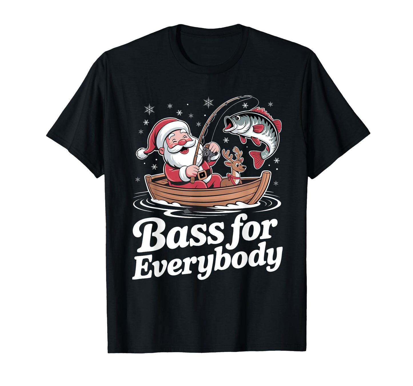 Christmas Santa Bass for Everybody Fishing Holiday Fisherman T-Shirt
