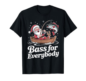 Christmas Santa Bass for Everybody Fishing Holiday Fisherman T-Shirt