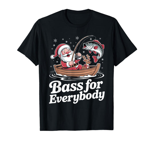 Christmas Santa Bass for Everybody Fishing Holiday Fisherman T-Shirt
