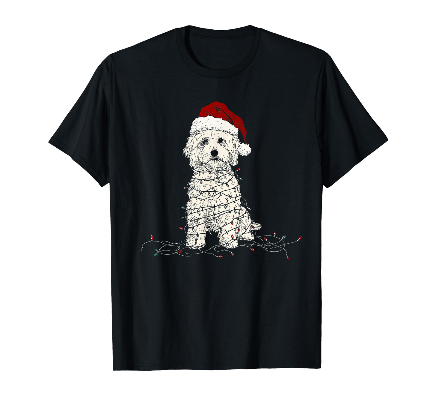 Funny Maltipoo Christmas Graphics Dog Lights Lover T-Shirt