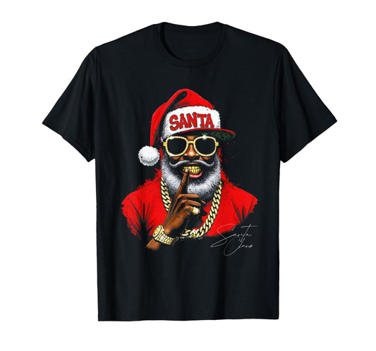 Funny African American Santa Christmas Graphic for Men T-Shirt