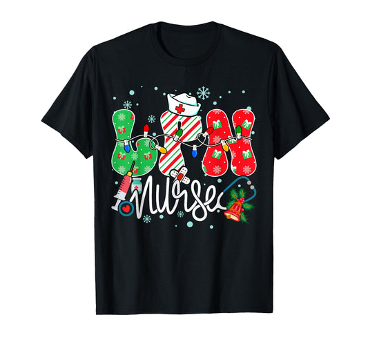 LPN Nurse Funny Xmas Light Stethoscope Christmas Nurse T-Shirt
