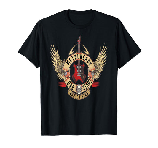 Metalheads Bar Stars Skull Wings USA Rock Emblem T-Shirt