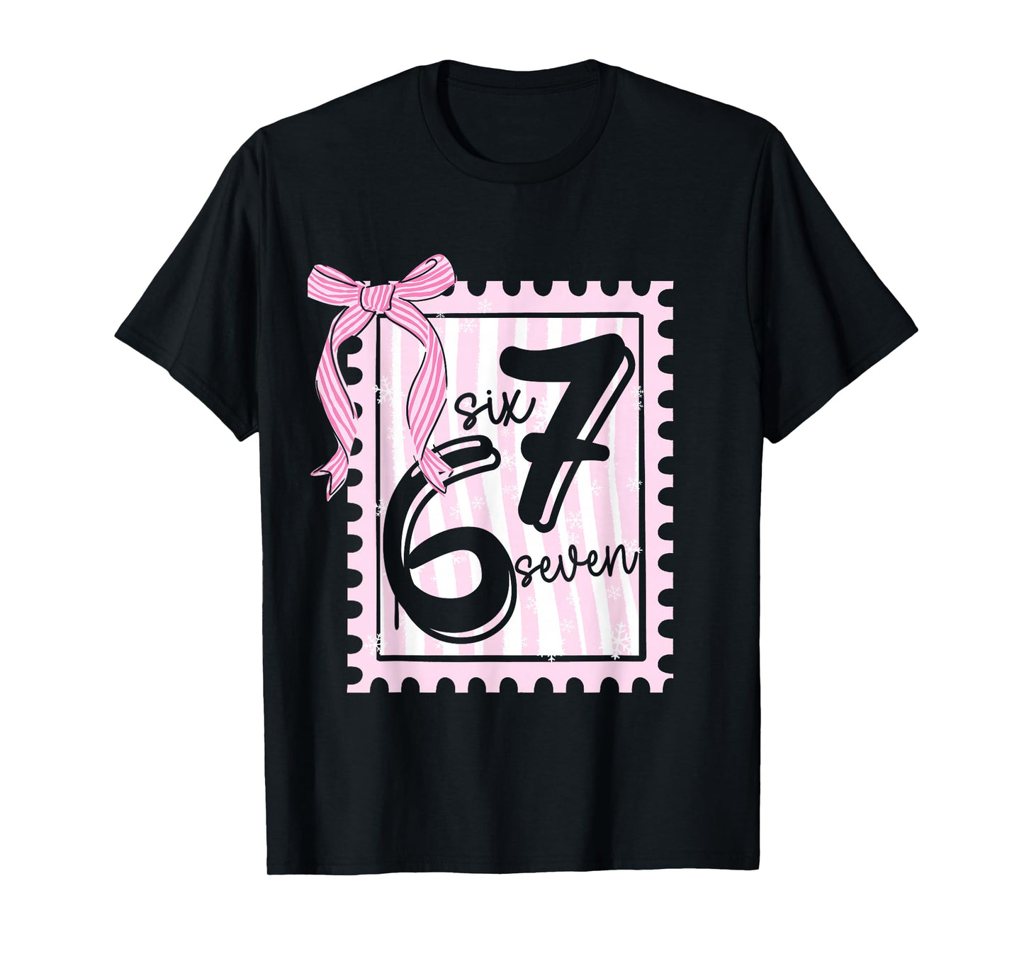 Six Seven Coquette Bow 67 Meme Gen Alpha Joke Viral Number T-Shirt